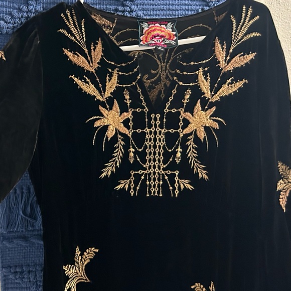 Johnny Was Black Velvet Palmira Dress Sz PS - Picture 3 of 5